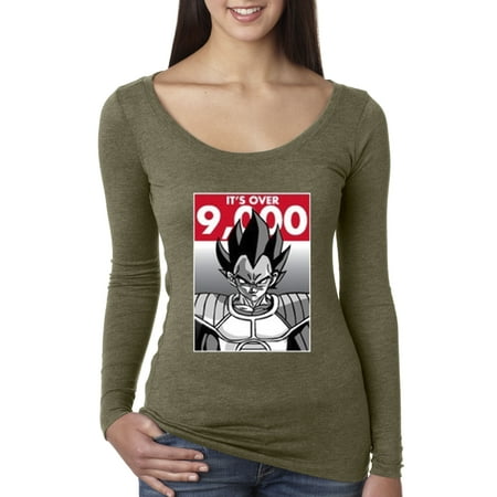 New Way 350 - Women's Long Sleeve T-Shirt It's Over 9000 Vegeta Goku Power Level Dragon Ball