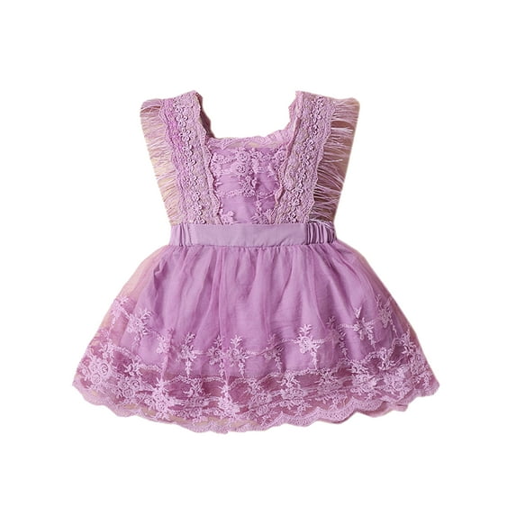 Wassery Toddler Girls Dress Lace Floral Feather Sleeve Princess Dress 6M 12M 2T 3T 4T 5T Kids Summer Sling Clothes for Party