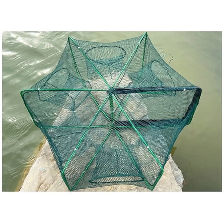 Fishing Net Mesh Folded Hexagon Octagon 8 Hole Hand Fishing Net Casting Nets Crayfish Shrimp Catcher Tank Trap Cage Mesh Tool