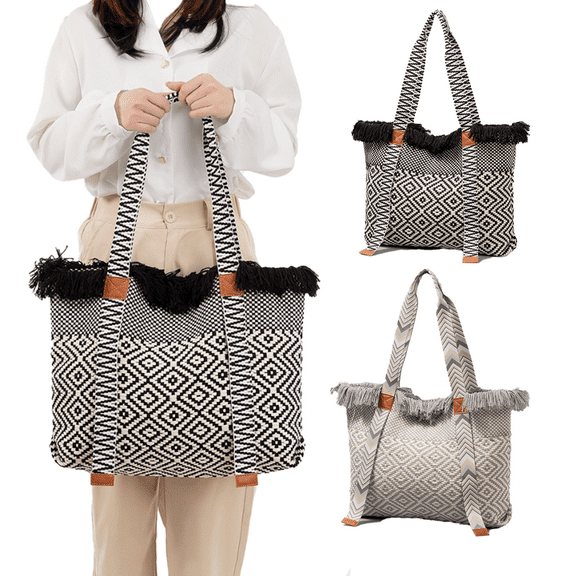 Yoyauz Ladies' Tote Bag Canvas Beach Tote Bag With Zipper Large Shoulder Backpack Handbag, Suitable For Travel, Work, Gym