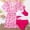 czb# Hot Pink30, variant on CUZIBR Girls' Swimsuits 3 Piece Swimsuit V-Neck Front Cross Tops Bra High Waist Bottoms Bikini Sets With Short Sleeve Cover Up Cardigan Floral Print Swimwear Outfits Bathing Suit,Hot Pink,9-10 Years