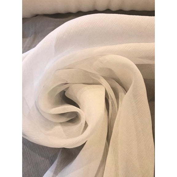 Ivory crinkled chiffon fabric