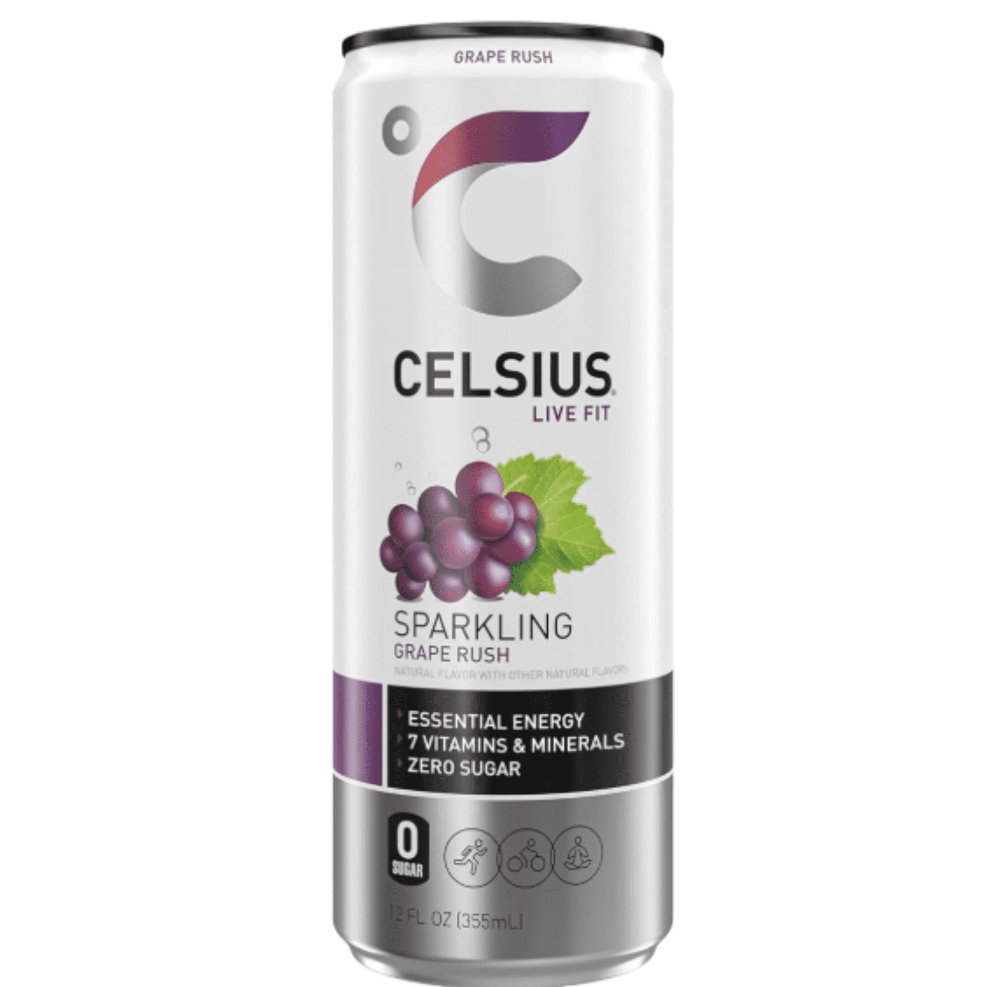 CELSIUS Sparkling Grape Rush, Functional Energy Drink 12 fl oz Single Can