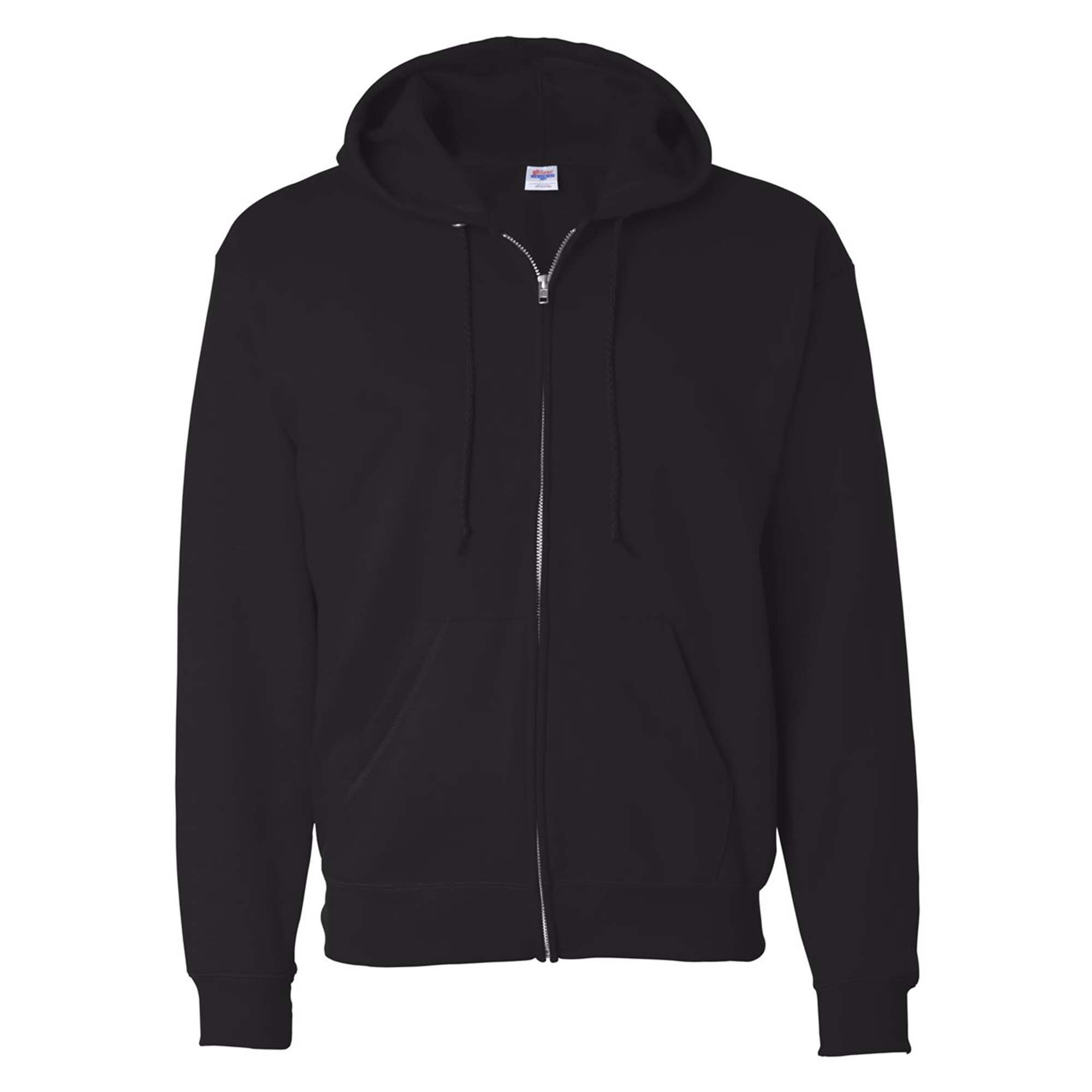 Hanes EcoSmart Full-Zip Hooded Sweatshirt, Soft Fleece Hoodie, Zip-Up Jacket with Pockets, Black, M