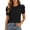Black, variant on T Shirts For Women Crew Neck Bubble Sleeve Tops Solid Short Sleeve Sweet Casual Summer Tops Beige XL