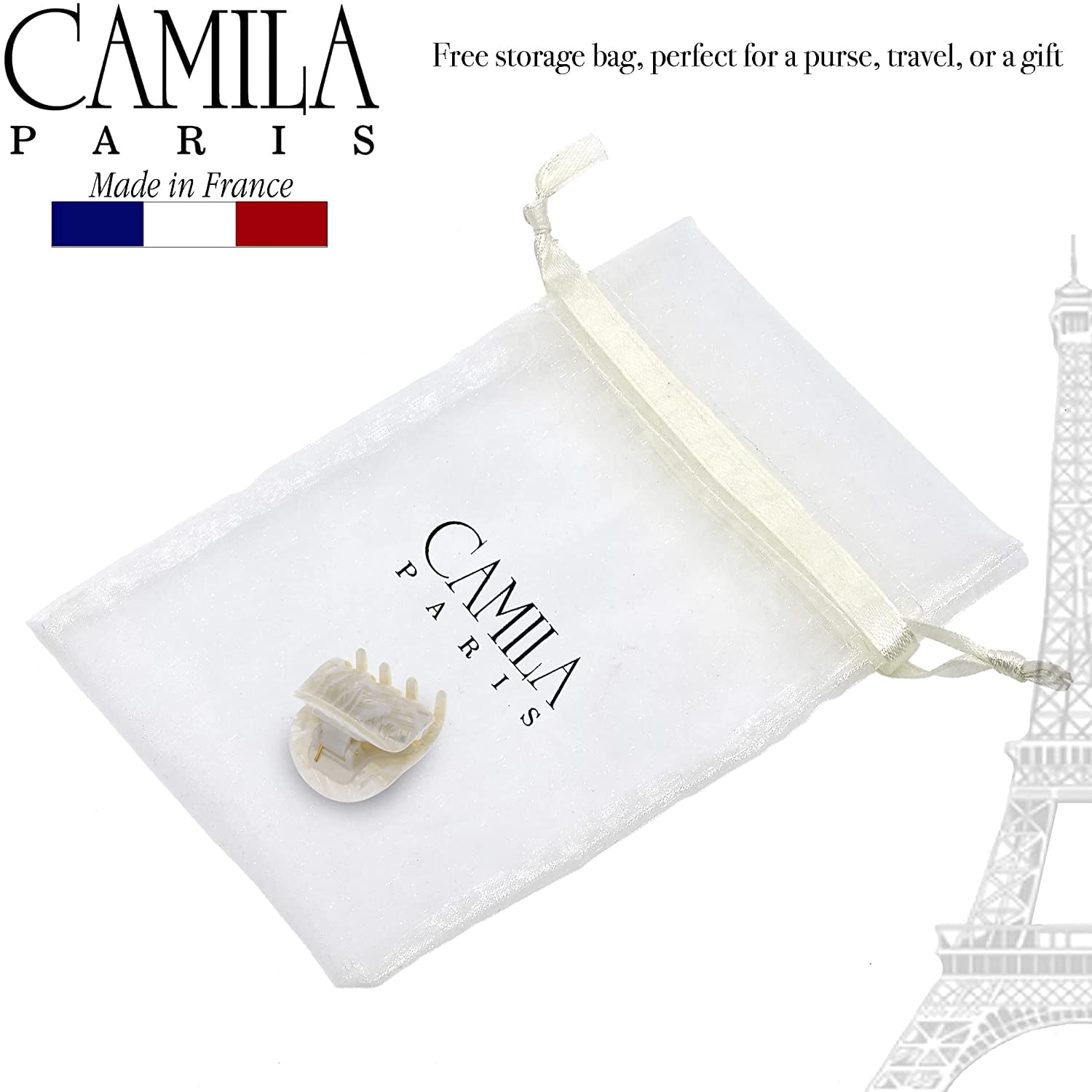 Camila Paris CP3270 French Hair Clip for Women, Small Handmade Mustard, Girls Hair Claw Clips Jaw Fashion Durable and Styling Hair Accessories for Women, Strong Hold No Slip Grip, Made in France