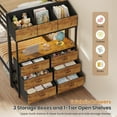 thumbnail image 4 of Twin Bunk Bed with 6 Storage Drawers & Storage Shelf, Twin over Twin Metal Loft Beds with Led Lights & Charging Station, L-Shaped Bunk Bed Frame with Side Bookcase, Safety Guardrail and Ladder, Black, 4 of 10
