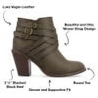 Journee Womens Strap Inside Zip Stacked Heel Booties, Widths Available