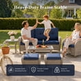thumbnail image 3 of Unnifurnzi Outdoor Patio Furniture-All Weather Outdoor Wicker Sofa with Outdoor Ottoman 3 Seater Rattan Couch with Deep Seat for Deck Lawn Porch Balcony Poolside-Gray/Blue, 3 of 7