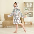 thumbnail image 4 of FORMRS Niños Bathrobe Unisex Hooded Robe Soft Plush Pajamas Sleepwear, Size 2-3T, Beige Nordic Christmas House, 4 of 7