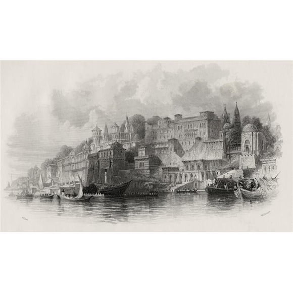 Posterazzi DPI1860725LARGE Benares Inde Gravé par Willmore après Impression d'Affiche Allom, 36 x 22