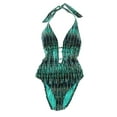 thumbnail image 3 of Bar III INDIGO Deep V-Neck Plunge Lace-Up One-Piece Swimsuit, US X-Small, 3 of 4