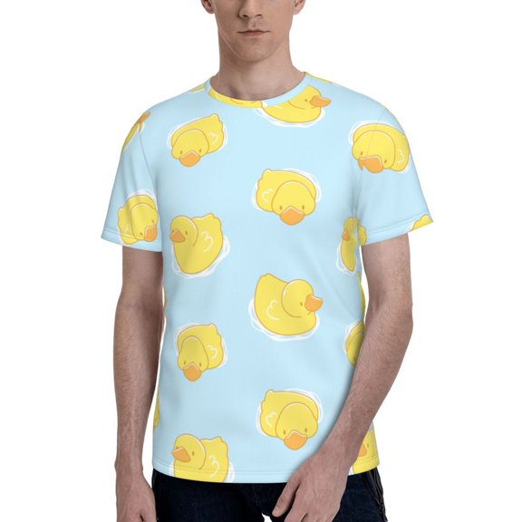 Men's T Shirts Fashion Casual Novelty Tee Graphic Top, Cute Yellow Duck Swim
