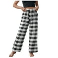 thumbnail image 3 of Karoyedx School Uniform for Teen Girls Girls' Plaid Wide Leg Pants Loose High Waist Trousers Trendy Slant Pocket Sweatpants Black Size,18 Years, 3 of 9