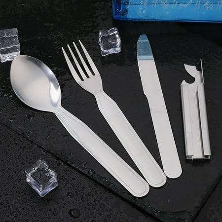 

4pcs/set Portable Stainless Steel Tableware fold knife utensil spoon set Spoon