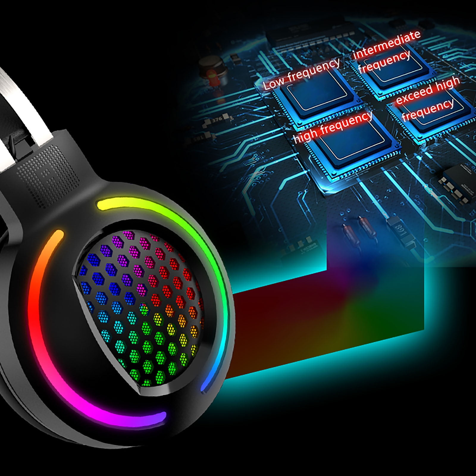 Wired USB Gaming Headset: 7.1 Surround Sound - Vibrant Customizable RGB - Game/Chat Balance, Gamer Headphone with Noise Canceling Mic for PC, Computer, Laptop, Gamer - Black