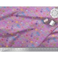 thumbnail image 3 of Soimoi Purple Cotton Voile Fabric Insect,Sun & Cartoon Alphabets Text Print Fabric by The Yard 42 Inch Wide, 3 of 3