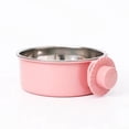 thumbnail image 2 of Stainless Steel Hanging Dog Bowl, Cage Mounted Fixed Feeding Dish and Water Bowl for Small Medium Pets, Pink L, 2 of 3