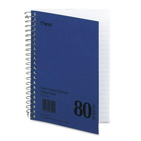 spiral bound 1 subject notebook college rule 5 x 7 white 80
