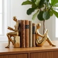 thumbnail image 4 of Unique Bargains Expandable Metal Bookends with Compartments Home 2 Pcs Gold, 4 of 5
