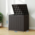thumbnail image 3 of 31 Gallon Outdoor Storage Box, Resin Deck Box, Lockable, Waterproof, Weatherproof, UV-resistant Patio Organizer,Brown, 3 of 7