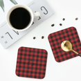 thumbnail image 5 of Pofeuu Red Black Plaid Print Leather Coasters Set of 6, Round Cups Mugs Mat Pad for Home Kitchen Heat Resistant Drink Coasters,Square, 5 of 7