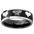 thumbnail image 2 of Zelda Heart Triforce 8MM Beveled Edge Brush Black 2 Tone Tungsten Men Ring, 2 of 2