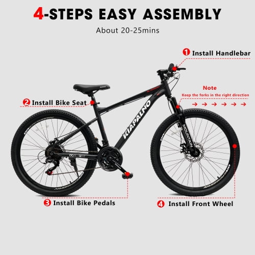 RAISTYW 26 inch All-Terrain Mountain Bike for Adult, 21 Speed MTB Bicycle for Men with Disc Brakes, Carbon Steel Frame, Black