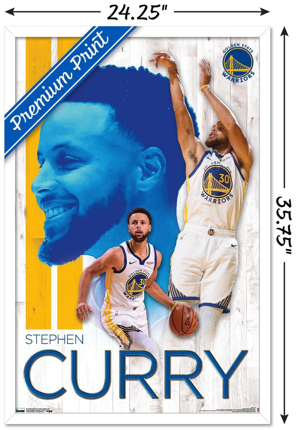 NBA Golden State Warriors - Stephen Curry 19 Wall Poster, 22.375" x 34" Framed