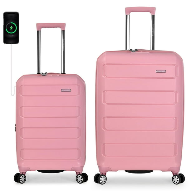 Juego de 2 piezas Luggage Traveler's Choice Pagosa, indestructible, rosa