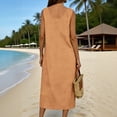 thumbnail image 6 of CHGBMOK Women Tank Dresses V Neck Sleeveless A-line Dress Solid Linen Loose Casual Maxi Dress with Pockets, 6 of 8