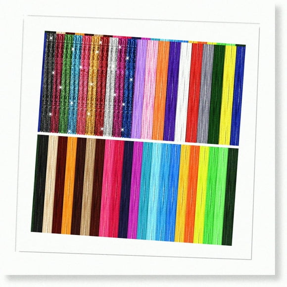 400pcs Assorted Color Chenille Stems Bulk Pack - 6mm x 12 Inch Fuzzy Glitter Pipe Cleaners for DIY Art and Decorations - Craft Supplies in 40 Vibrant Colors
