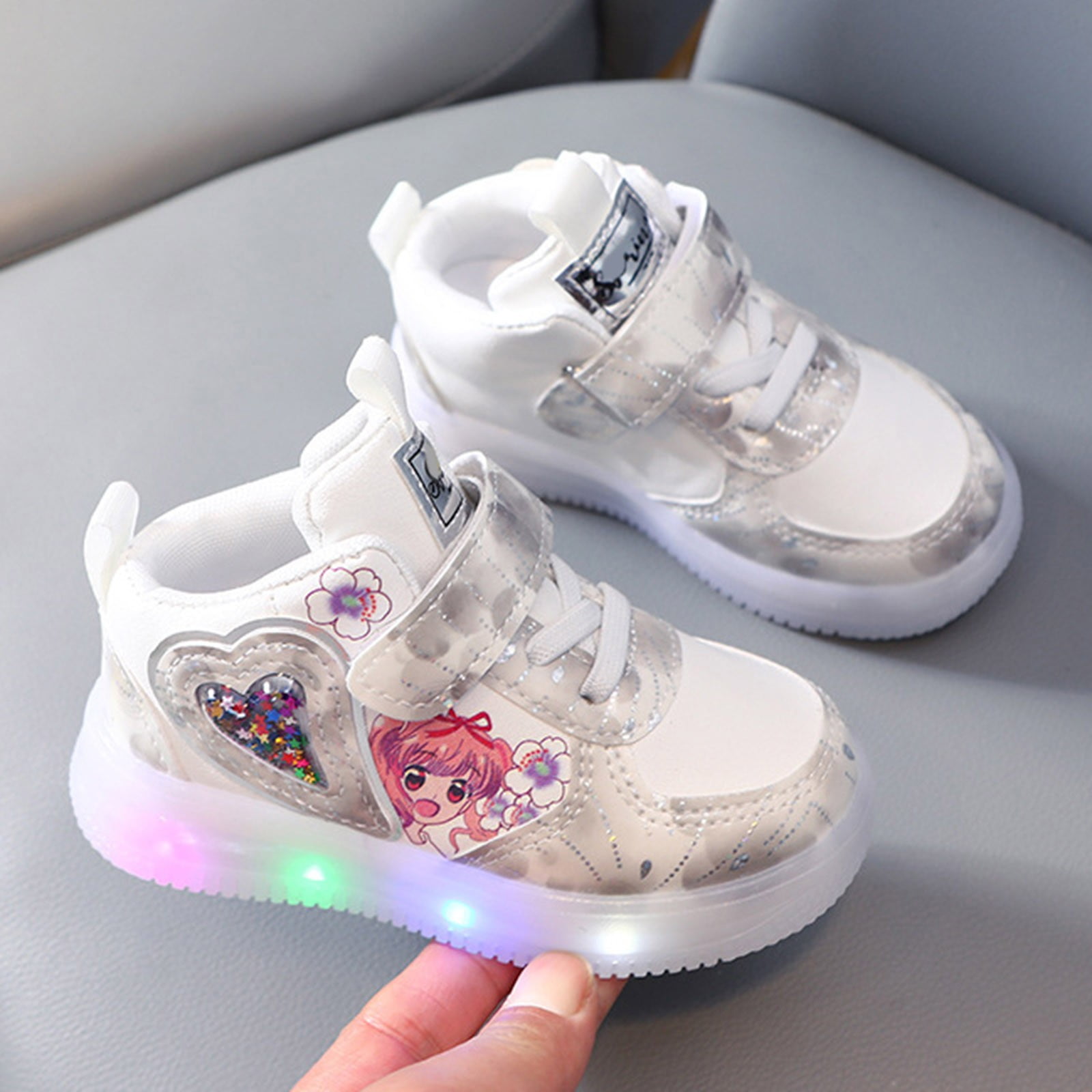 Baby Shoes Summer Sneakers Sensor Light Shoes Casual Shoes Soft Sole Shoes Girls' Sneakers,Size 1.5 Years-2 Years