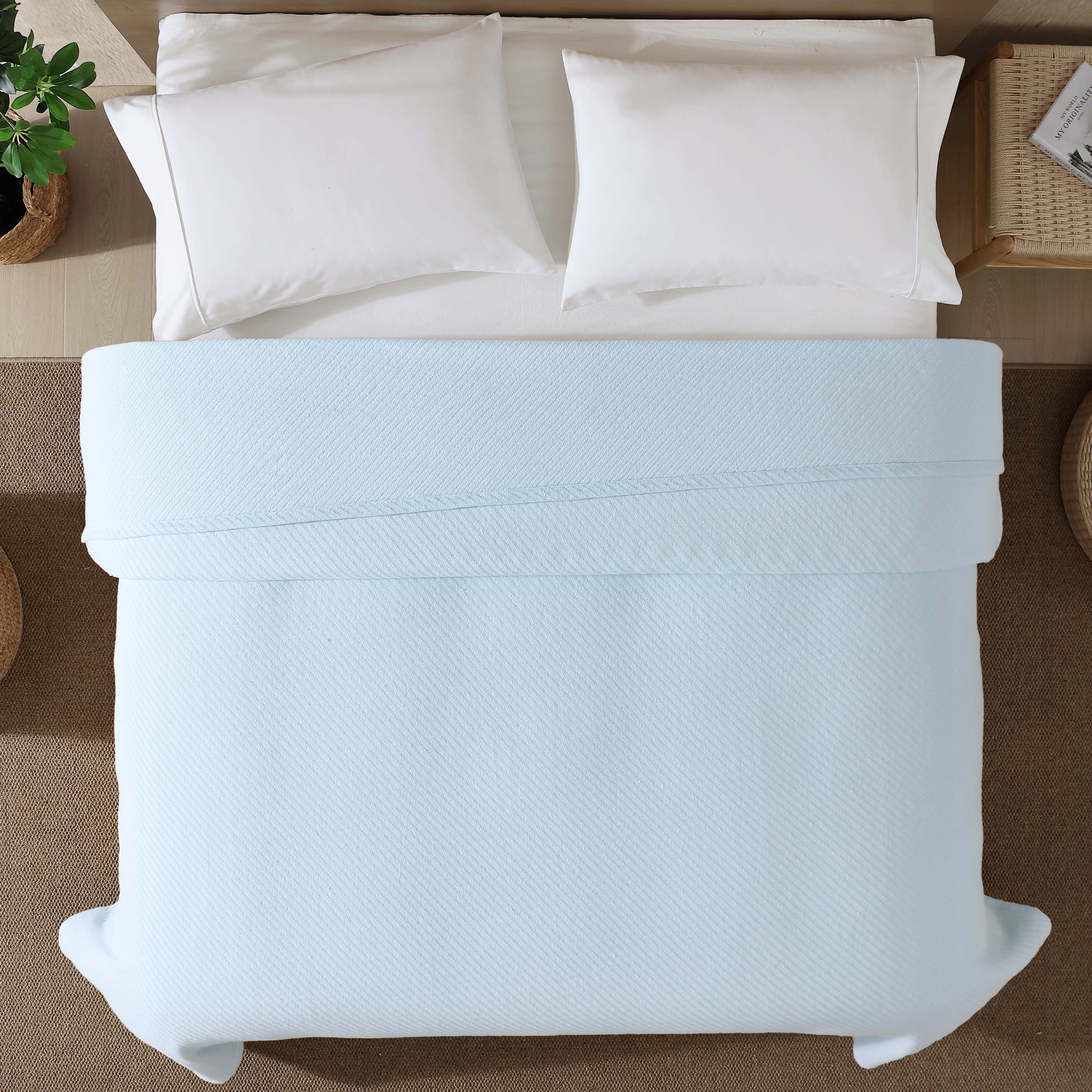 Beatrice Home Fashions, GOTS Organic Cotton Blanket, Full/Queen, Ice Blue