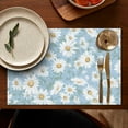 thumbnail image 4 of Floral Daisy Boho Yellow Placemats Set of 6, 12x18 Inch Vintage Linen Table Mats, Washable Retro Cute Daisy Print Wildflower Artistic Dining Decor for Kitchen and Dining, 4 of 5