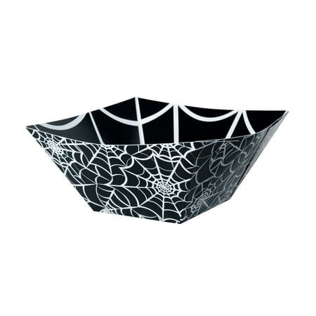 Spider Web Halloween Square Paper Bowl, 11 in, Black, 1ct