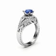 thumbnail image 2 of HeartsAndYou 1ct Natural Blue Sapphire Engagement Ring 100% 14k SOLID White Gold Halo Flower, 2 of 9