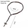 thumbnail image 2 of 2Pcs Catholic Cross Rosary Necklace with Natural Wood Prayer Beads, Multi-Color Medal Cross Options, 2 of 5