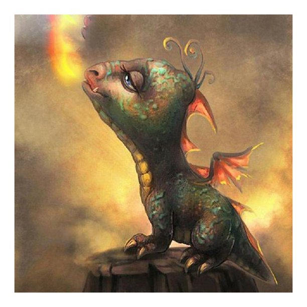 Cuadros Decorativos 5D bricolaje taladro redondo completo diamante pintura fuego dragón dibujos animados arte hecho a mano arte JShteea Nuevos Originales