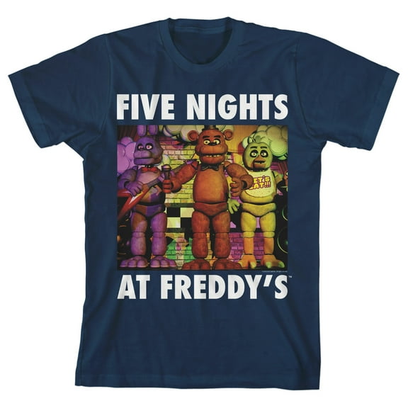 Five Nights at Freddy's Animatronic Characters Boys Navy T-shirt-Medium