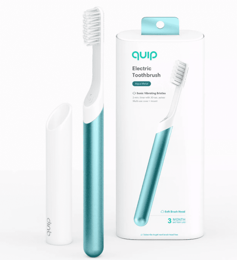 quip Metal Electric Toothbrush Starter Kit 2Minute Timer + Travel