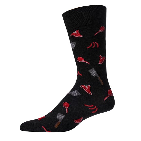 MeMoi Men's Meat Loving Bamboo Blend Novelty Crew Sock - Mens - Male, 10-13, Dark Gray