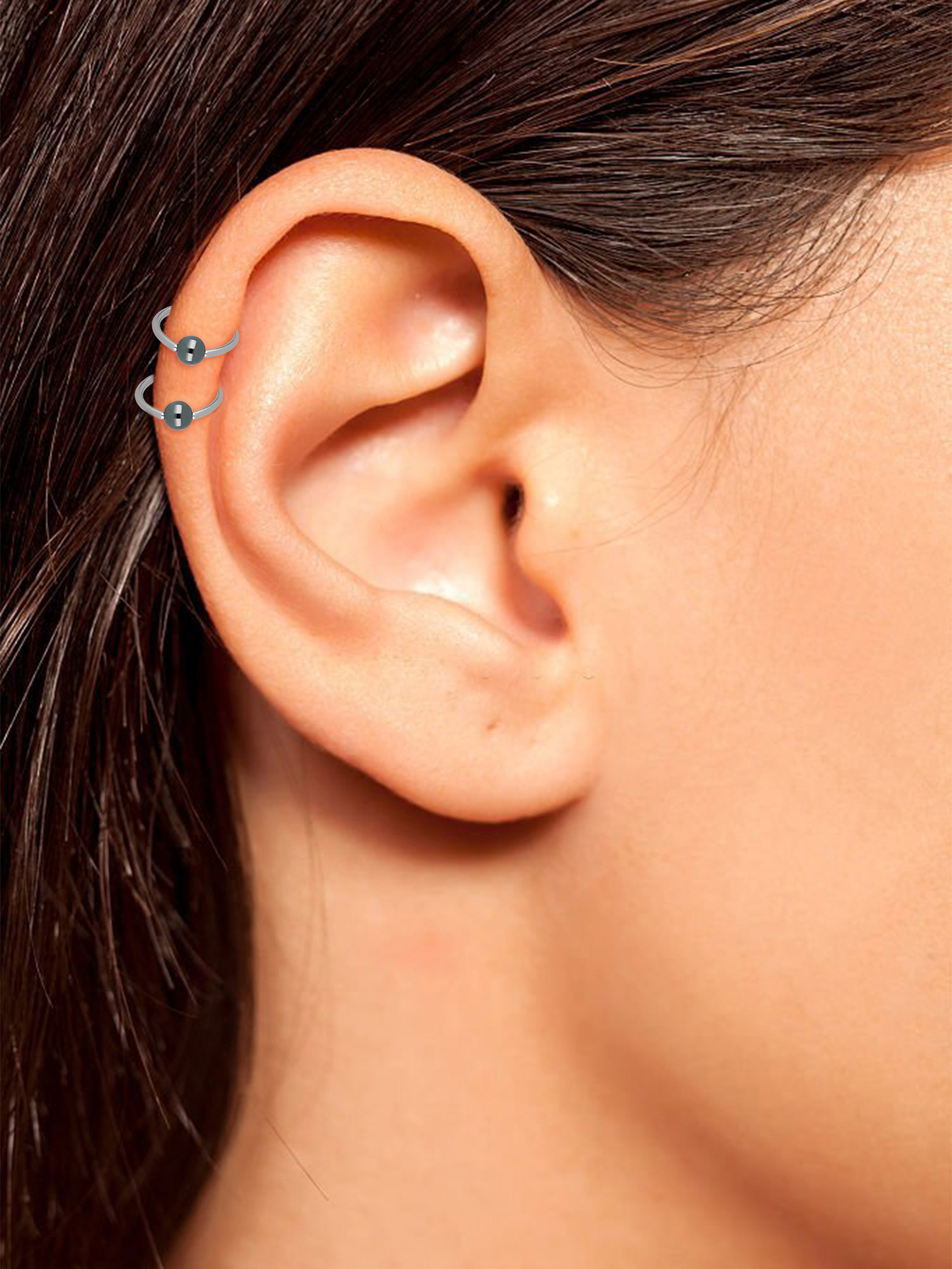 Body Jewelry-Women's 16G Stainless Steel Captive Bead Hoop Pair