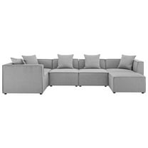 Modway Saybrook Outdoor Patio Upholstered 6-Piece Sectional Sofa in Gray