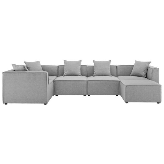 Modway Saybrook Outdoor Patio Upholstered 6-Piece Sectional Sofa in Gray