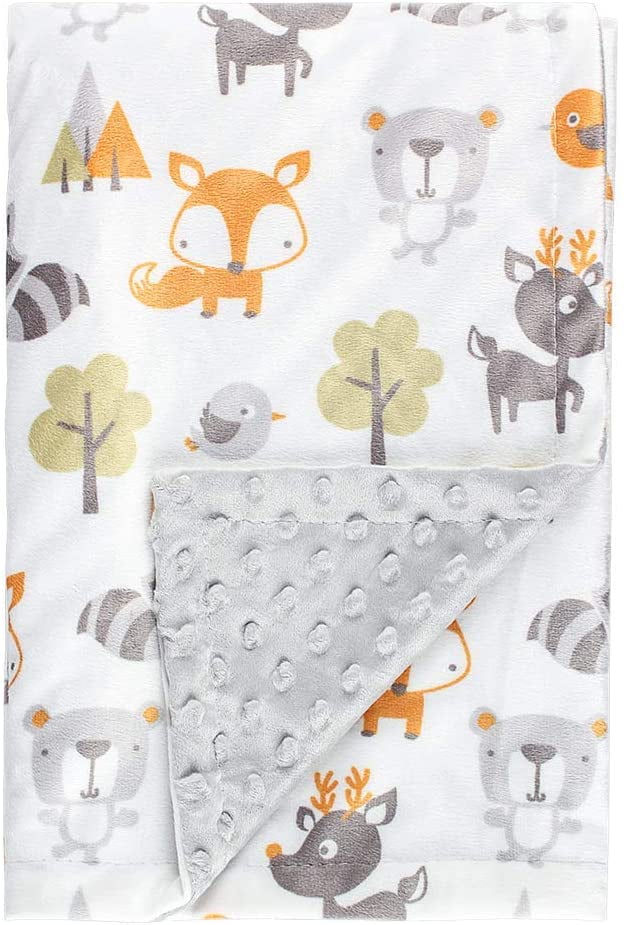 Lil Cub Hub Print Minky Medium Baby Blanket Pink Safari Jungle Animal 29X35