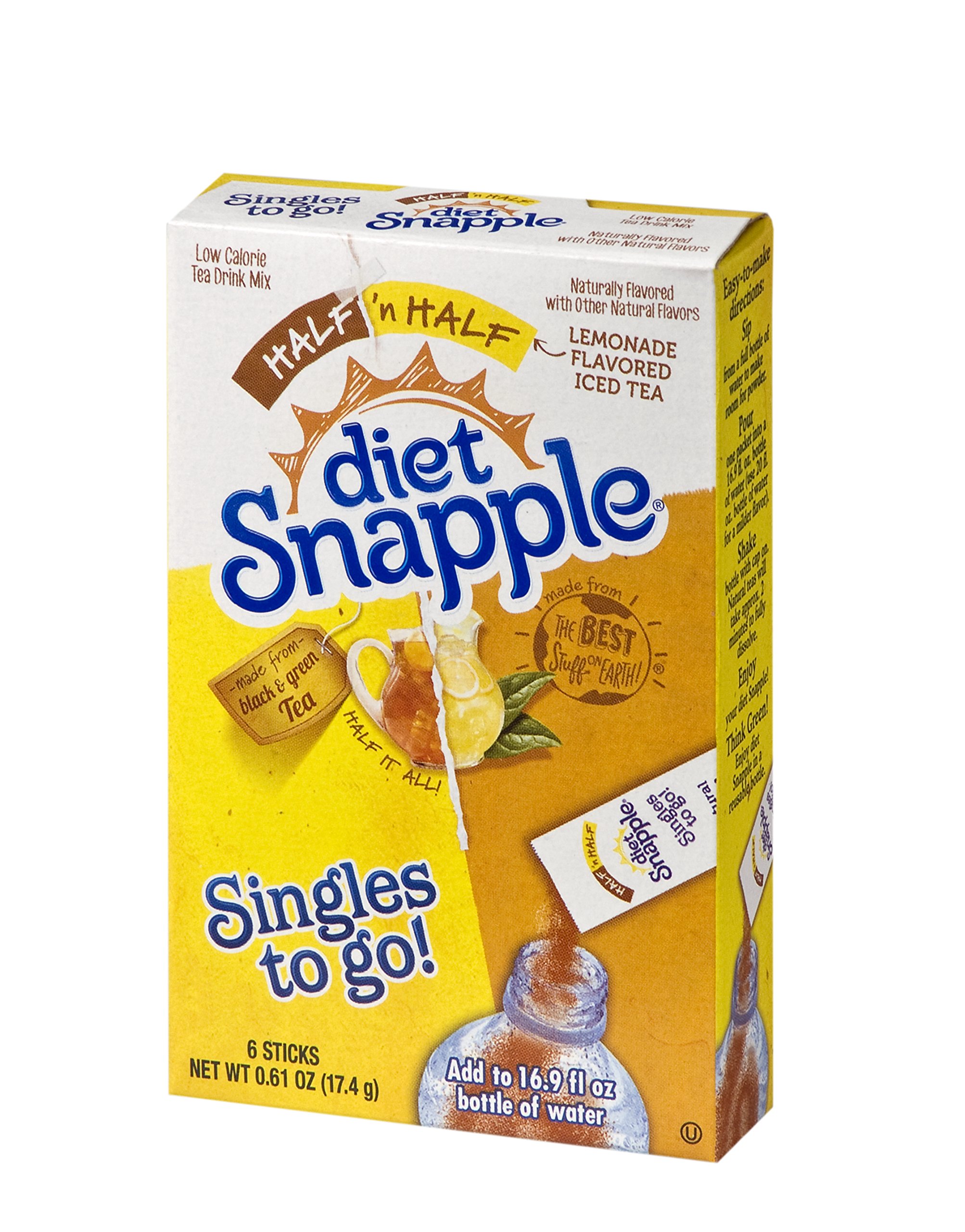 Diet Snapple Half & Half Drink Mix 0.61 oz [6 Sticks] Box Single Pack
