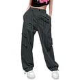 thumbnail image 2 of Endives Womens Cargo Pants Parachute Pants Baggy Wide Leg Pant Waterproof With Pockets Dark Gray, 2 of 6