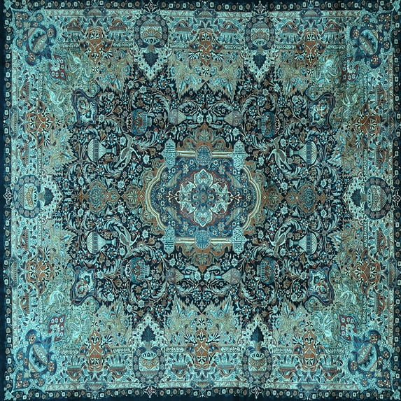 Ahgly Company Indoor Square Persian Light Blue Traditional Area Rugs, 3' Square