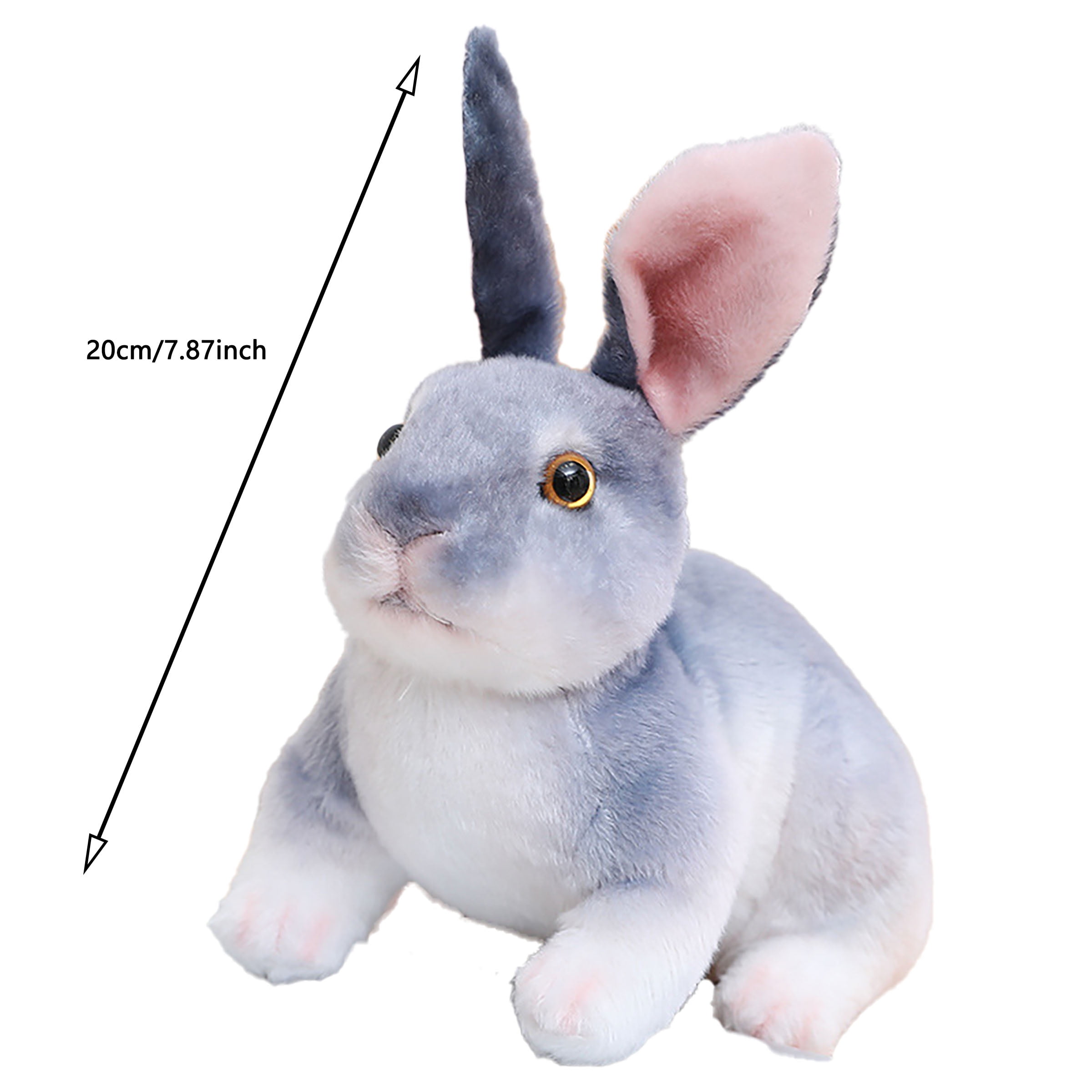 1Pcs Bunny Gift Stuffed Animal Realistic Rabbit Plush Toy 7.87 inch，Black Flower Rabbit Squat Style